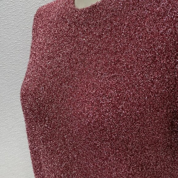 Lela Rose Tinsel Knit Short Sleeve Top Women’s S Pink - Picture 4 of 7